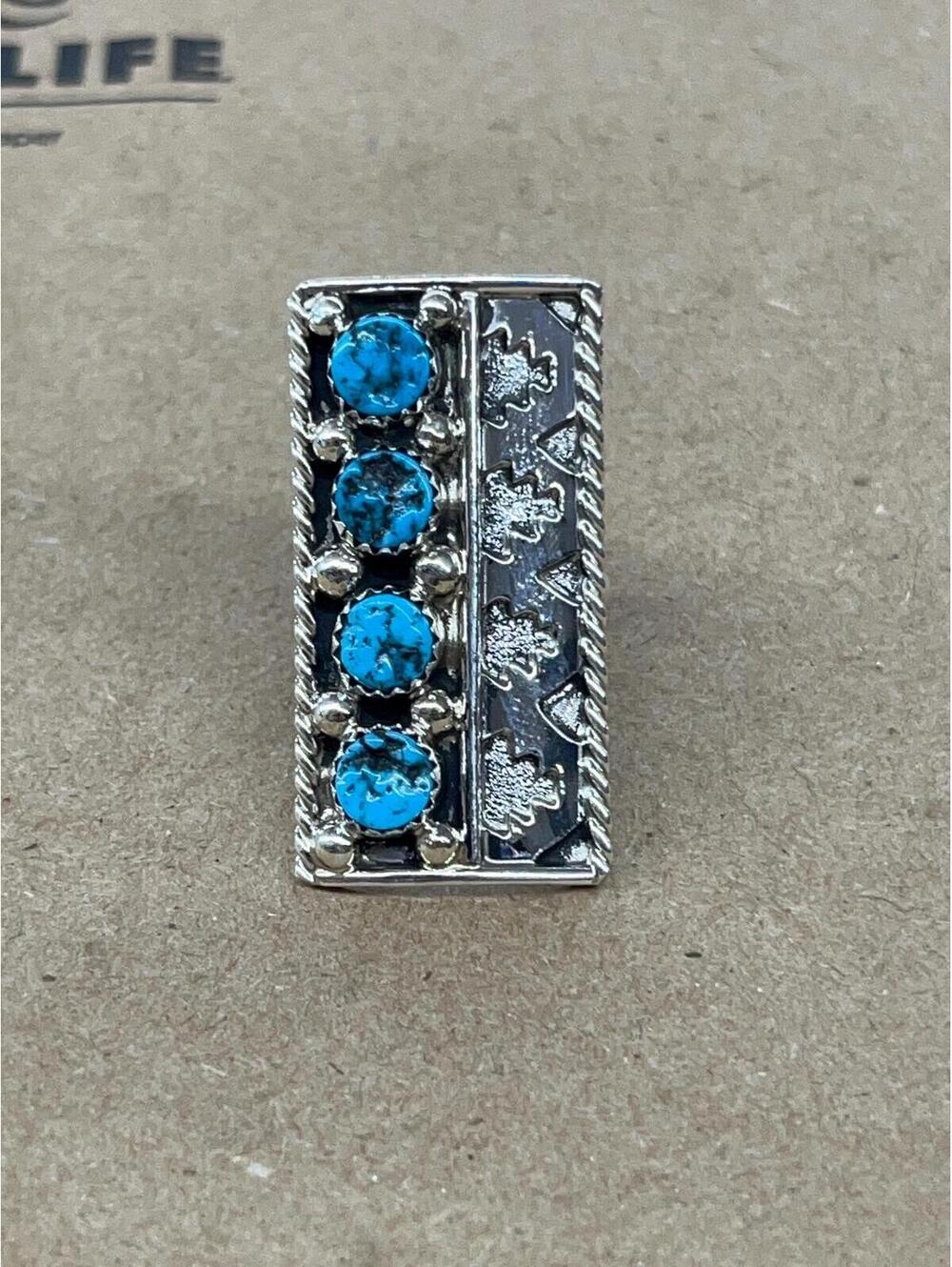 Native American Navajo sterling silver turquoise ring size 8 -Ronnie Spencer
